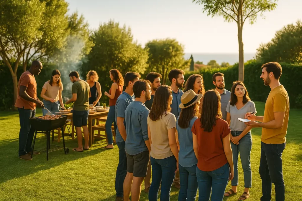Amigos en una barbacoa compartiendo vivencias para el proyecto Costa Blanca Hub